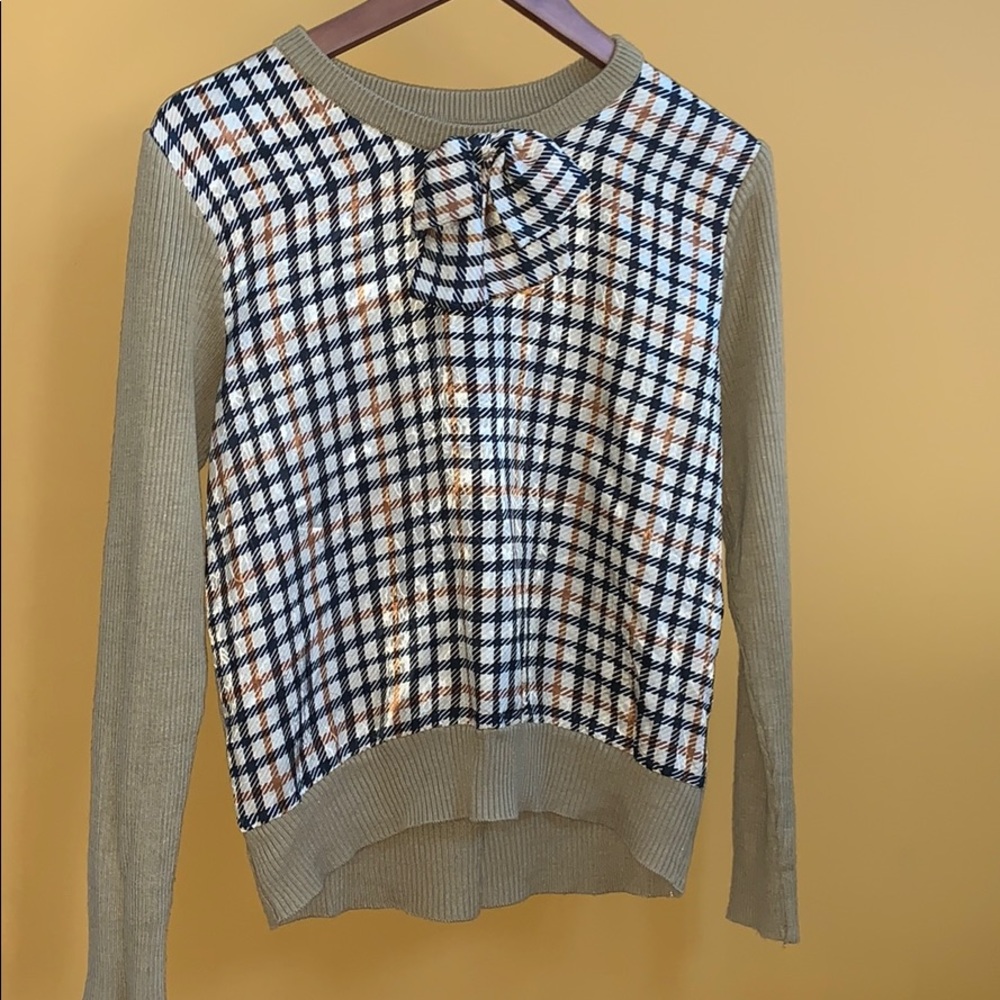 Fall plaid sweater with bow